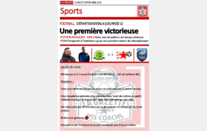 LA GAZETTE DES COACHS DU 27/09