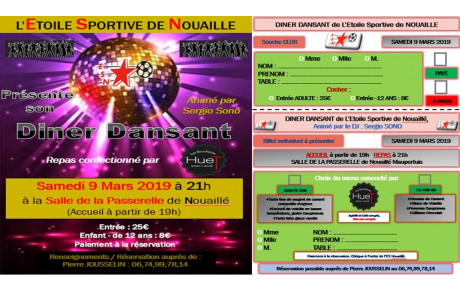 PRENEZ DATE : SAMEDI 9 MARS : DINER DANSANT DE L'ESN