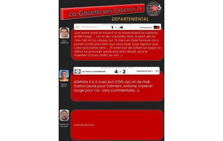 GAZETTE DEPARTEMENTALE DES COACHS n°19