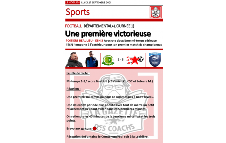 LA GAZETTE DES COACHS DU 27/09