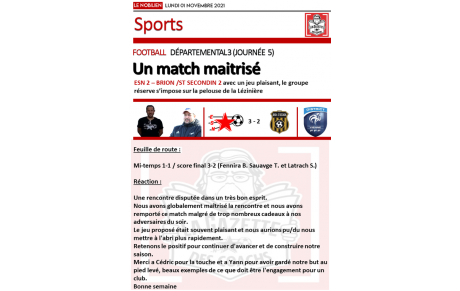 LA GAZETTE DES COACHS DU 01/11