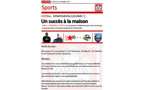 LA GAZETTE DES COACHS DU 15/11